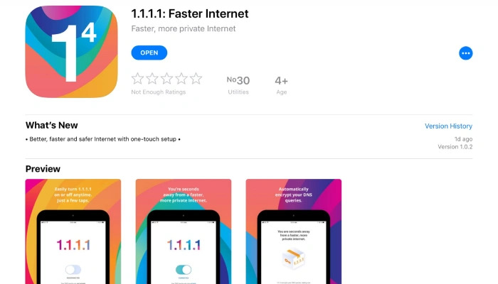 Hướng dẫn cách tải nhanh ứng dụng 1.1.1.1
